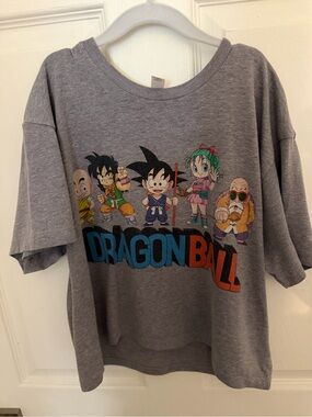 Y2K Dragon Ball Graphic Tee - Gray cropped Shirt